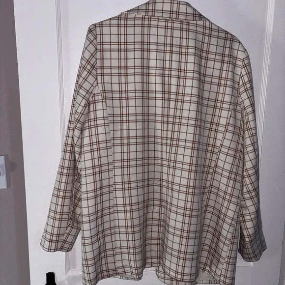 Melrose and Market Cream and Brown Checkered Blazer - Picture 2 of 3